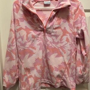 Columbia Pink and White Quarter-Zip Pullover